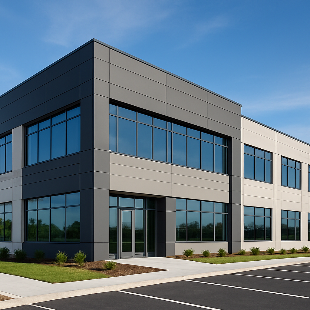 Completed modern commercial construction project